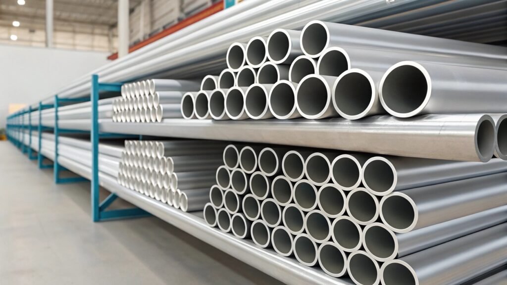 alt text: Lightweight aluminum bicycle frame made from tubes